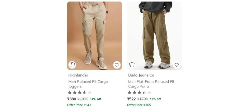 LOOT CARGO PANTS UNDER 600/- MANY OPTIONS