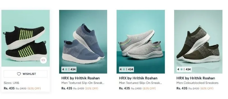 HRX Sneakers at ₹435
