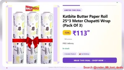 Katbite Butter Paper Roll 25*3 Meter Chapatti Wrap (Pack Of 3) at ₹113
