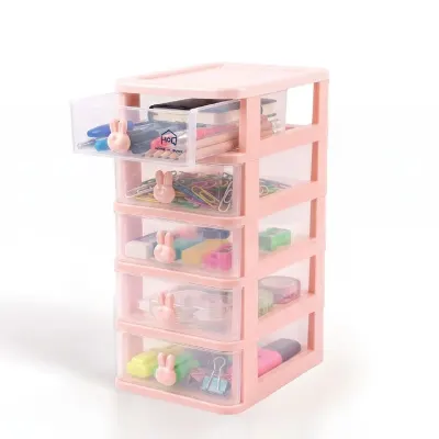 House of Quirk 5 Tier Transparent Cosmetic Jewelry Box, Office Desktop Drawer Storage Bo at ₹449