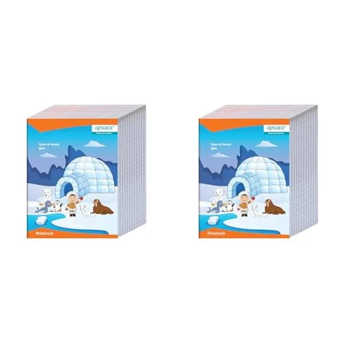 Apsara Kingsize Notebook | Red & Blue Lines with gap | Bright Paper |Center Staple | 24 x 18 cm | 172 Pages | Pack of 2 at ₹262