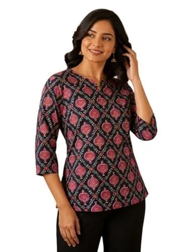 KHILORI Women's Rayon A-Line Short Kurti | Trendy Ethnic Kurta | Stylish Office Wear, Casual Wear Kurti for Girls Top at ₹189