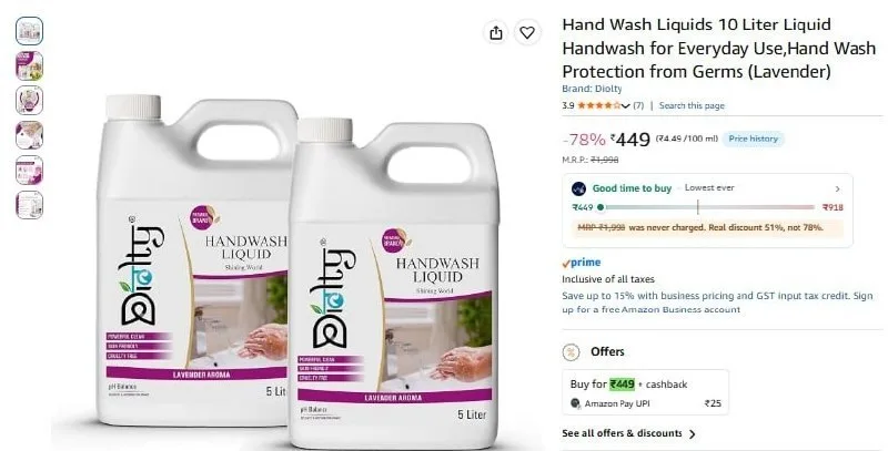10 Liter Liquid Handwash at ₹449