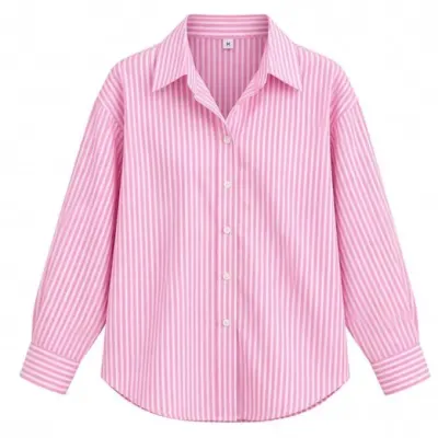 Women's Cotton Blend Vertical Striped Casual Shirt with Classic Collar at ₹349