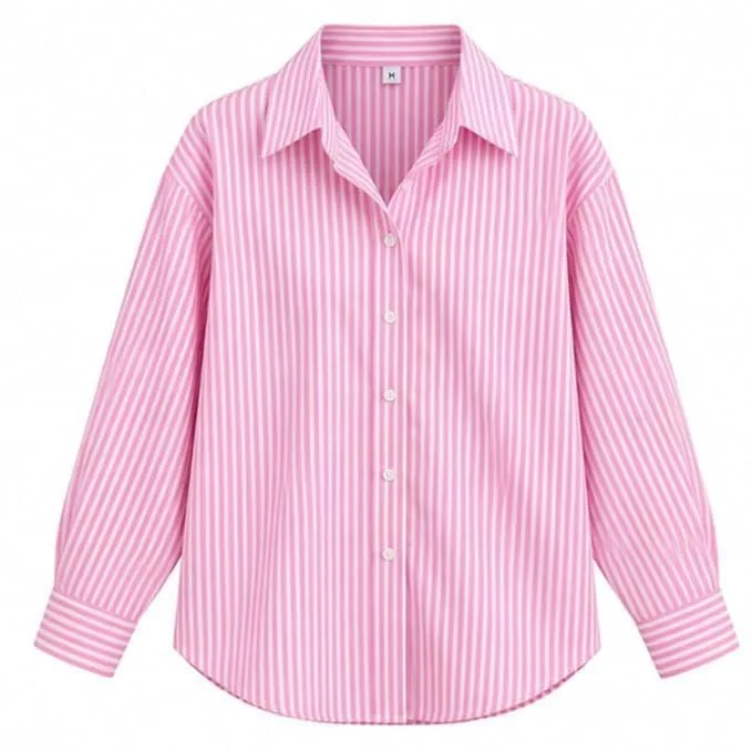 Women's Cotton Blend Vertical Striped Casual Shirt with Classic Collar at ₹349