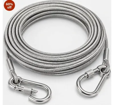10 Meter Stainless Steel Clothesline Rope with Carabiner Hooks at ₹199
