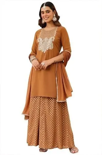 Janasya Women Kurta with Sharara & Dupatta Set at ₹499