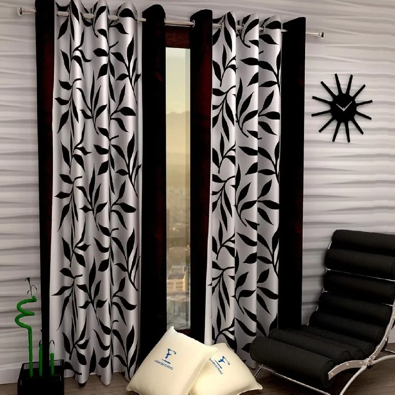 Fashion String Polyester 2 Pieces Window Curtain Set, 5 Feet Long, Brown - (116 Cm x 152 Cm) at ₹256
