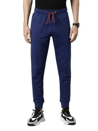 BUZZ Standard Men Athleisure Slim Fit Solid Cotton Joggers Zipper Pockets, Ultra Soft, Stretchable, Breathable, Anti-Slip Waistband with Dra at ₹349