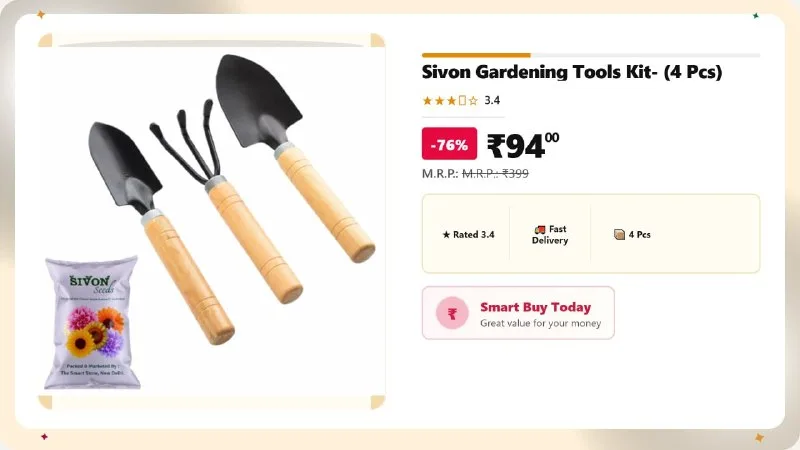 Sivon Gardening Tools Kit- (4 Pcs) at ₹94