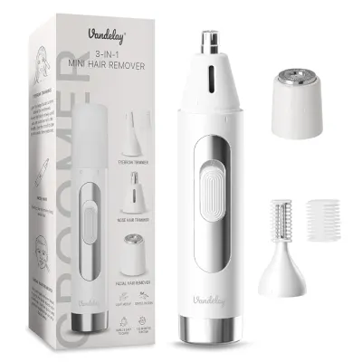 Vandelay 3-in-1 Facial Hair Remover for Women with Ring Light – Eyebrow, Nose & Ear Trimmer, USB Rechargeable Face Hair Remover for Upper Li at ₹499