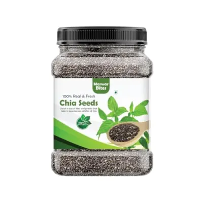 Marwarbites Chia Seeds 1kg | Premium Quality Natural Chia Seeds | Rich in Dietary Fibre | Ideal for Smoothies, Oats, Yogurt & Chia Pudding | at ₹220