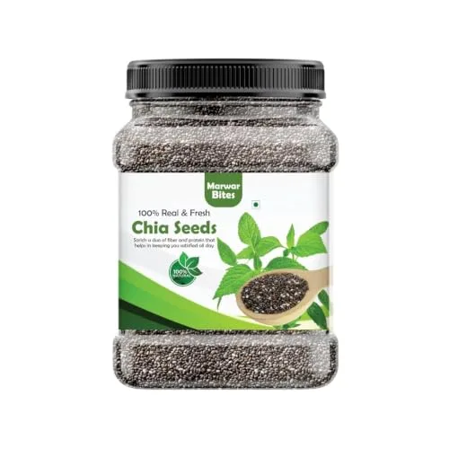 Marwarbites Chia Seeds 1kg | Premium Quality Natural Chia Seeds | Rich in Dietary Fibre | Ideal for Smoothies, Oats, Yogurt & Chia Pudding | at ₹220