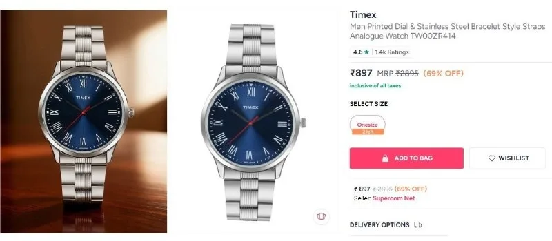 Timex Men Printed Dial & Stainless Steel Bracelet Style Straps Analogue Watch at ₹897