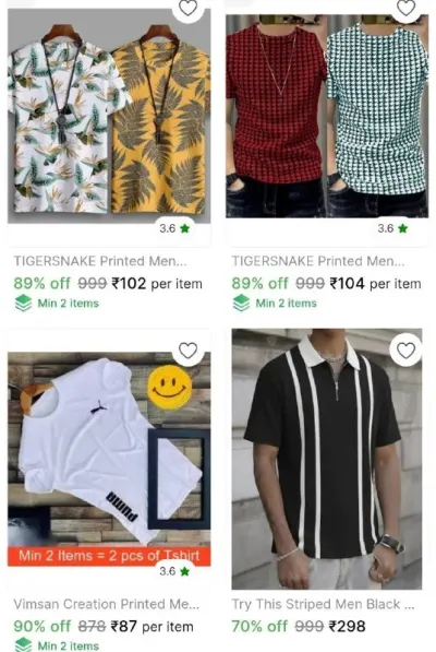 Mens T Shirts from ₹102