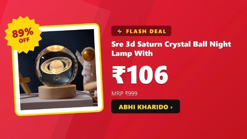 3D Saturn Crystal Ball Night Lamp at ₹106