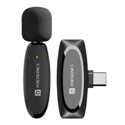 Portronics Dash 7 Omnidirectional Type C Wireless Microphone, Noise Cancellation, Plug & Play, Lapel Wireless Mic for Video Recording, Suppo at ₹542