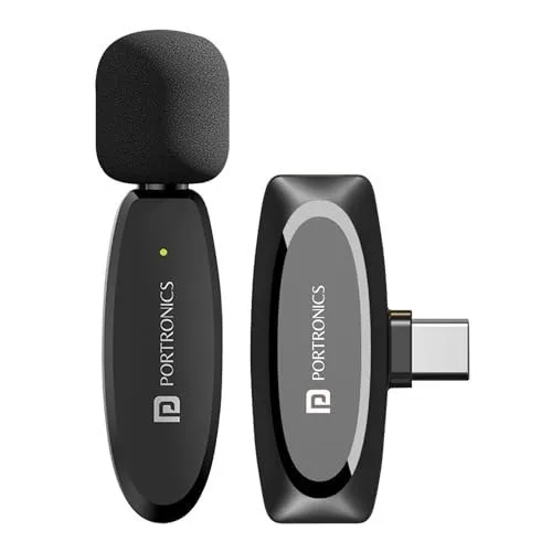 Portronics Dash 7 Omnidirectional Type C Wireless Microphone, Noise Cancellation, Plug & Play, Lapel Wireless Mic for Video Recording, Suppo at ₹542