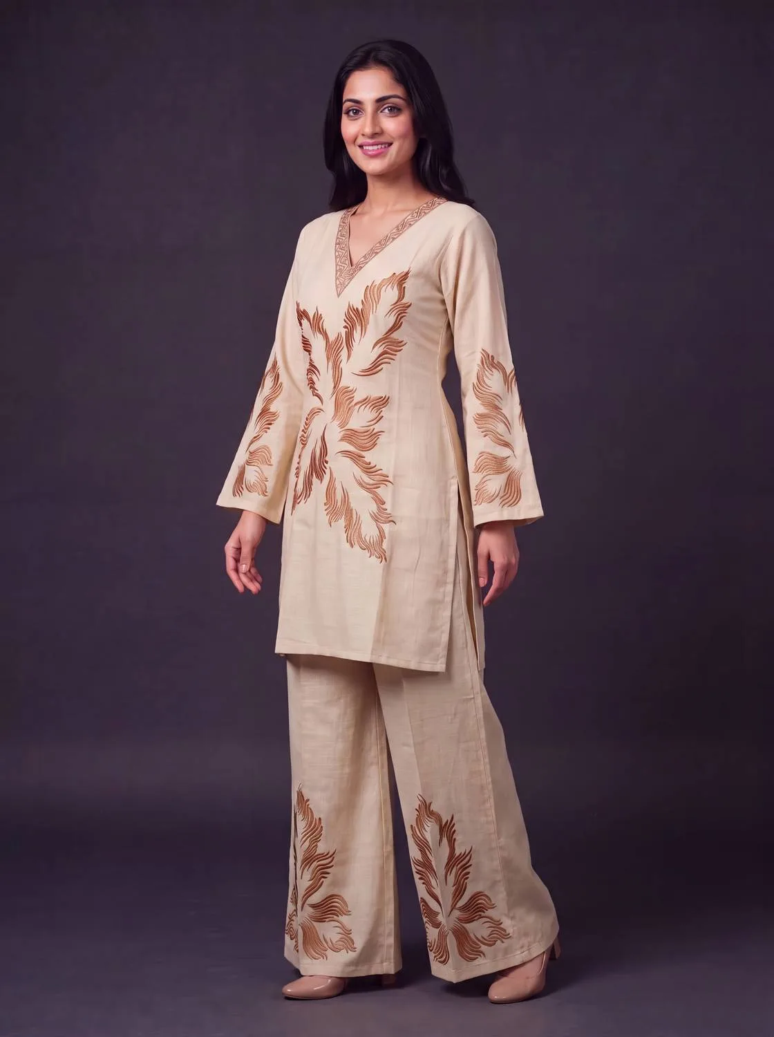Women Cotton Blend Kurta Palazzo Set at ₹528