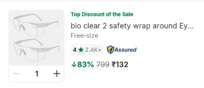 bio clear 2 safety wrap around Eye safety goggles full cover Laboratory at ₹132