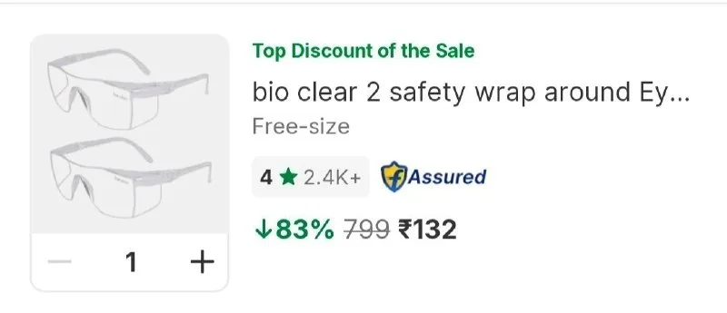 bio clear 2 safety wrap around Eye safety goggles full cover Laboratory at ₹132