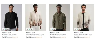 Banana CLub Shirts at 80% off