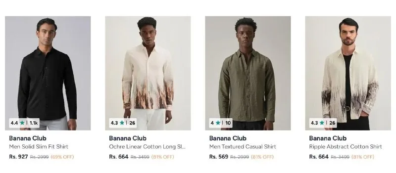 Banana CLub Shirts at 80% off