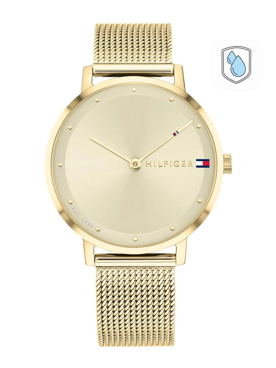 Tommy Hilfiger Women Yellow Embellished Dial & Gold Toned Stainless Steel Bracelet Style Straps Analogue Watch at ₹4,245