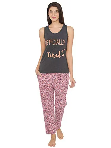 Clo Women's Cotton Rich Printed Tank & Pyjama at ₹319