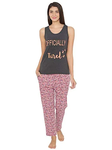 Clo Women's Cotton Rich Printed Tank & Pyjama at ₹319
