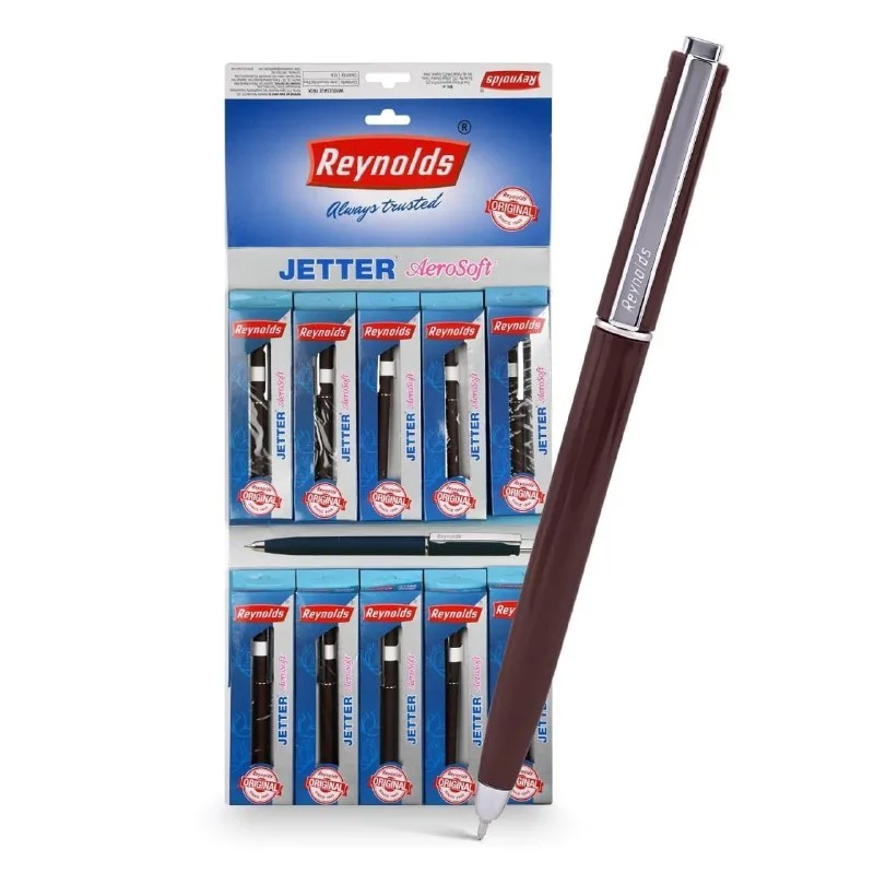 Reynolds JETTER AEROSOFT Ball Pen SET - 10 PENS BLUE | MULTI BODY COLOR BALL PEN WITH COMFORTABLE GRIP at ₹248