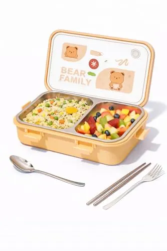 Brand Conquer Lunch Box Leak-Proof BPA Free Stainless Steel for School, Lunch Box for School & Office with a Fork, a Spoon and a Pair of Cho at ₹299