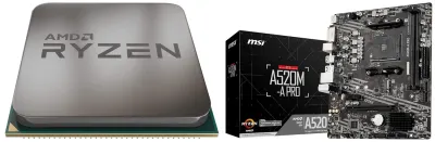 AMD Ryzen 3 3200G Processor with RadeonVega 8 Graphics + MSI A520M-A PRO Motherboard at ₹10,000