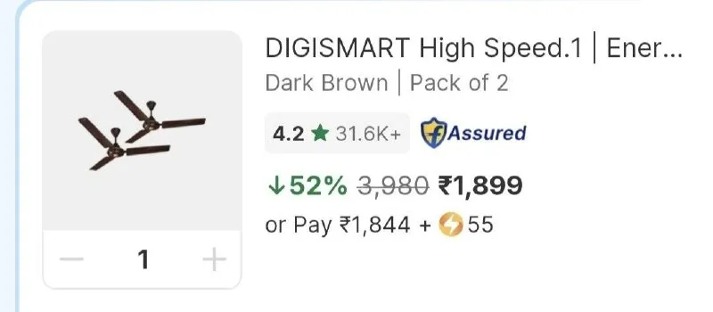 Pack of 2 Ceiling Fan at ₹1,899