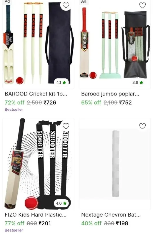 Flat 70% Off on Cricket Kits