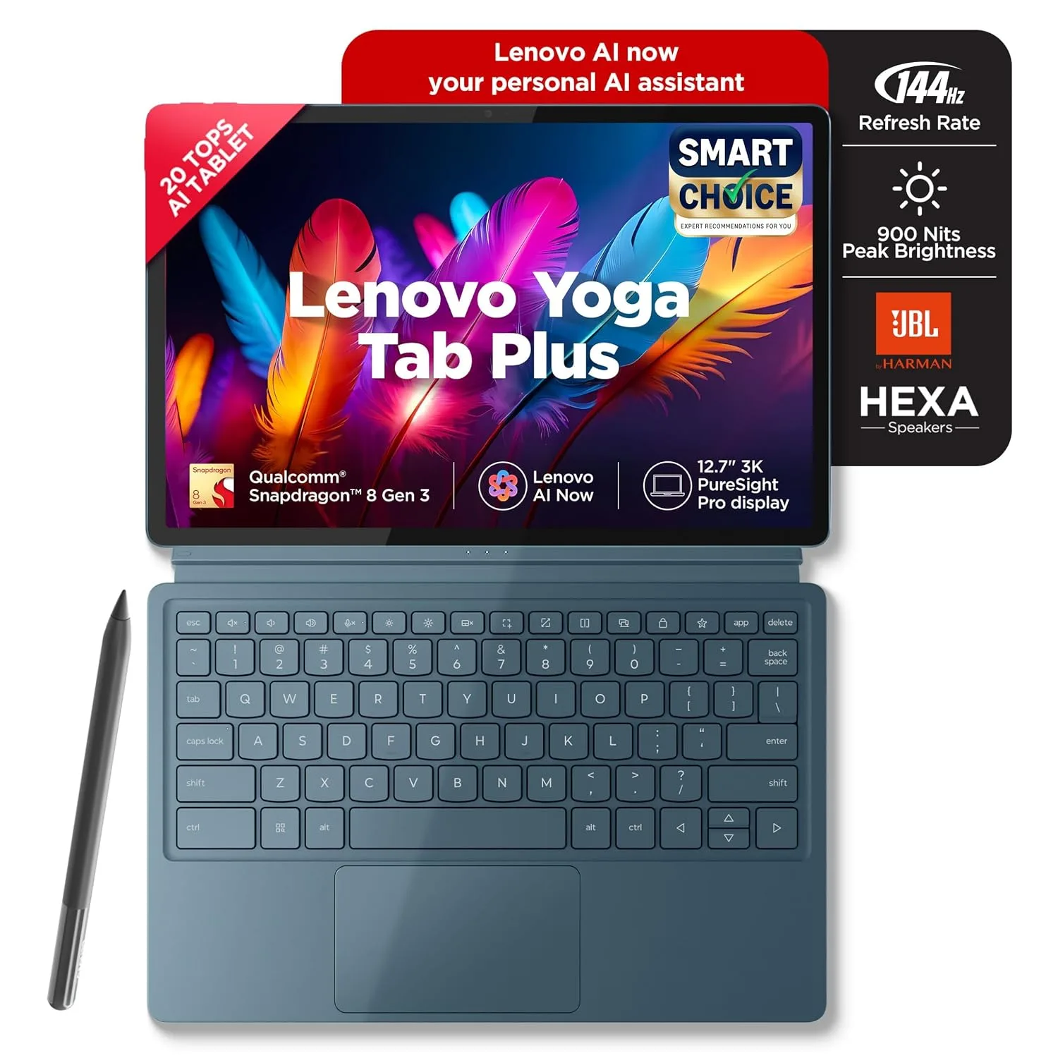 Lenovo Yoga Tab Plus Smartchoice AI Tablet with Pen + Keyboard 16GB RAM, 512GB ROM At ₹ at ₹65,999