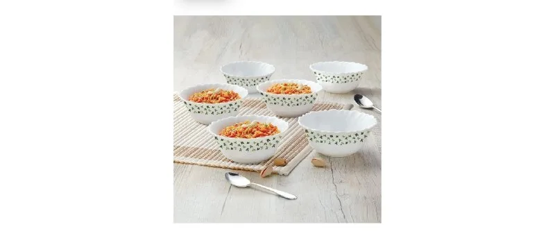 Larah by BOROSIL Sage 6 Pcs Opalware Soup Bowl Set (170 ml Each), White at ₹282