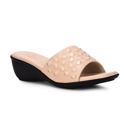 Liberty Senorita MDL-81 Casual Sandal for Women - Black & Cream | Slip-on/Heeled Sandal - Durable and Lightweight | Comfortable and Soft Ins at ₹244