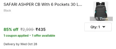 SAFARI ASHPER CB With 6 Pockets 30 L Laptop Backpack at ₹435