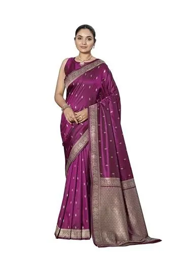MANOHARI Women's Trendy Banarasi Woven Saree with Heavy Jacq at ₹499