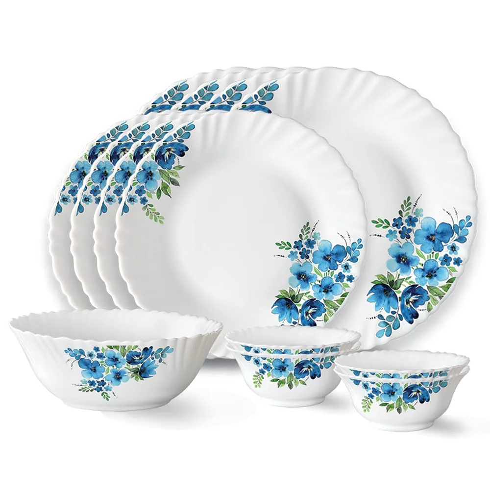 Larah by Borosil Pansy Fluted Series Opalware Dinner Set at ₹780