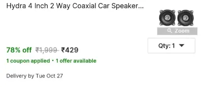 Hydra 4 Inch 2 Way Coaxial Car Speaker HY-PULSE-4-SLV Car Speaker at ₹429