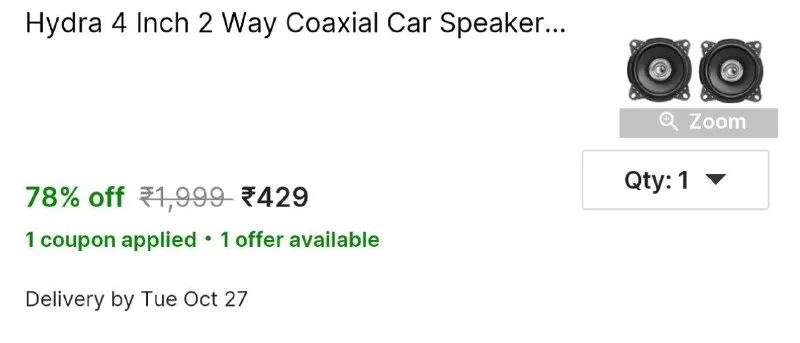 Hydra 4 Inch 2 Way Coaxial Car Speaker HY-PULSE-4-SLV Car Speaker at ₹429