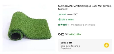 Grass Door Mat at ₹47