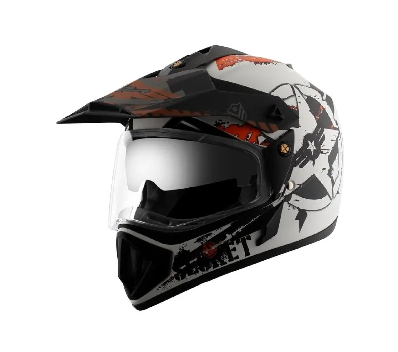 Vega Off Road ABS D/V Secret Dull White Black Helmet-L at ₹1,479