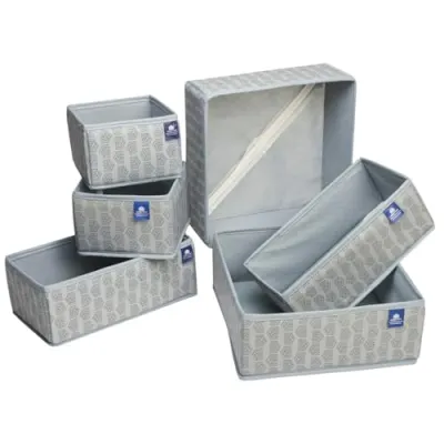 HomeStrap Set of 6 Multipurpose Closet Drawer Organiser with Bottom Zipper,Storage Box for Belts, Stationery (Grey) at ₹339