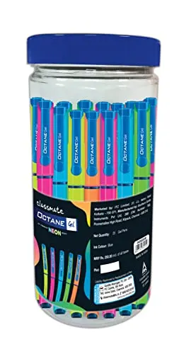Classmate Octane Neon Gel 25s Jar- 25 Blue Gel Pens| Smooth Writing Pens| Water-proof Ink For Smudge-free Writing| Preferred By Students For at ₹197