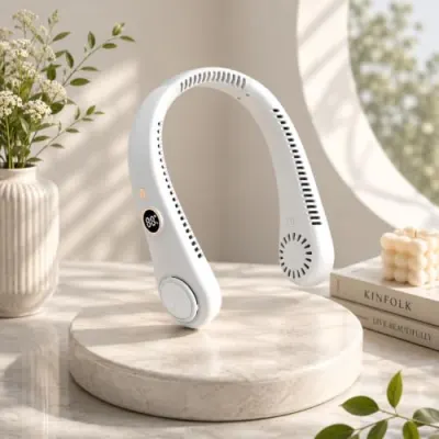 Gesto Portable Neck Fan Rechargeable – Hands-Free Neck Fan for Summer With 1500 mAh Battery & Display | 5-Speed 360° Airflow, USB Charging P at ₹540