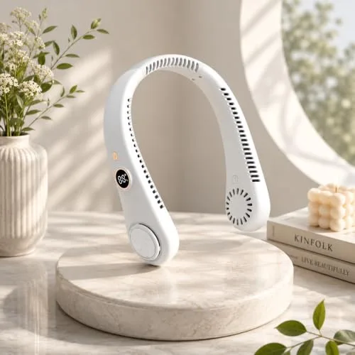 Gesto Portable Neck Fan Rechargeable – Hands-Free Neck Fan for Summer With 1500 mAh Battery & Display | 5-Speed 360° Airflow, USB Charging P at ₹540