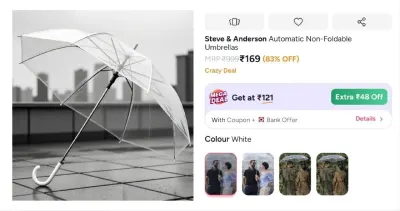 Steve & Anderson Automatic Non Foldable Umbrellas at ₹169